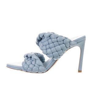 Bottega Venetta blue intreciatto heels